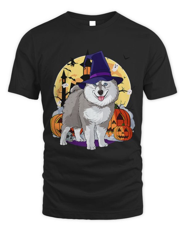 Happy Halloween Funny Pomsky Dog Witch Pumpkin 98