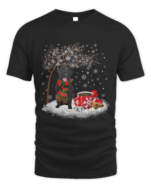 Flat Coated Retriever In The Snow Christmas Winter Xmas Tree 159