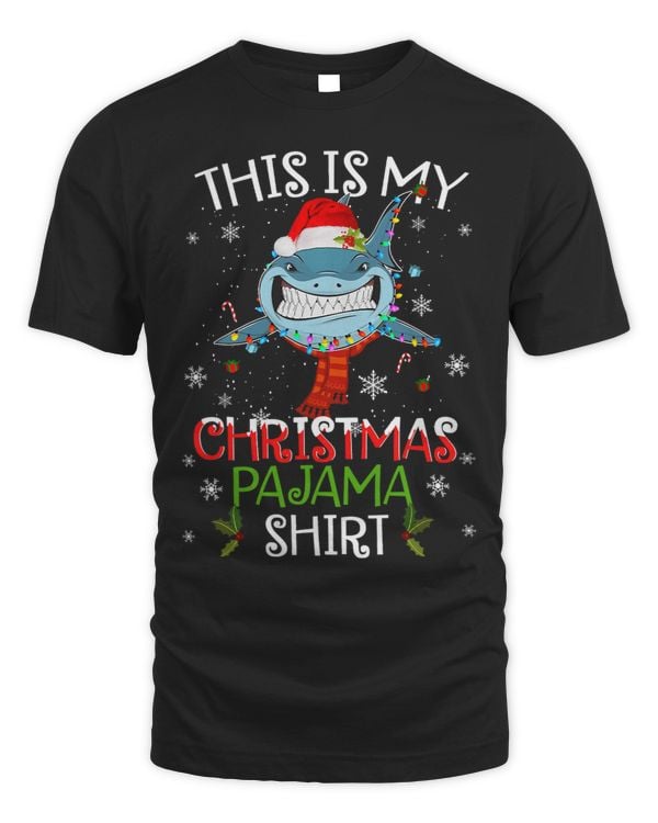 This Is My Christmas Pajama Shirt Funny Christmas Shark 86