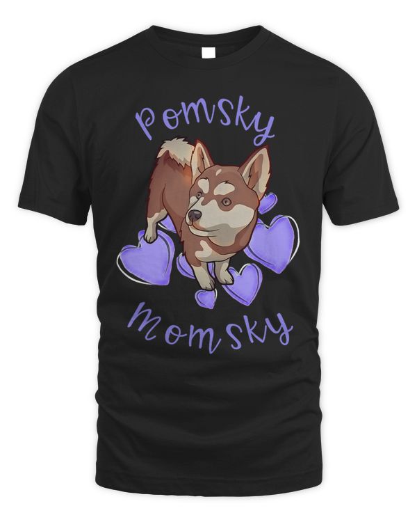 Cute Pomsky Momsky T Pomsky Mom Purple Hearts 159