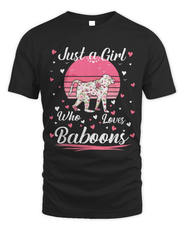 Just A Girl Who Loves Baboons Funny Baboon Lover Kids Girls 40