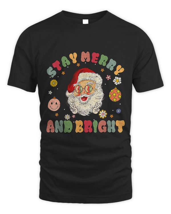 Retro Groovy Stay Merry Bright Christmas Cute Santa Claus203