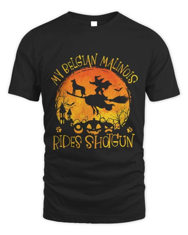 Funny Halloween Belgian Malinois Rides Shotgun Dog Lover 237