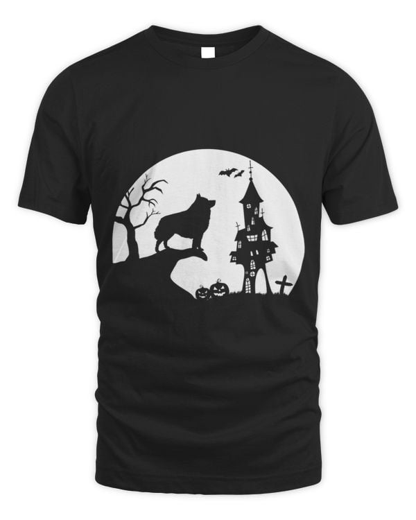 Schipperke Dog Moon Silhouette Funny Halloween Costume 115