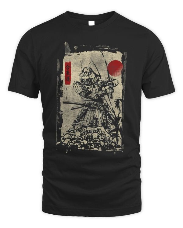 Hand Drawn Japanese Samurai Vintage Swordsman Anime Bushido