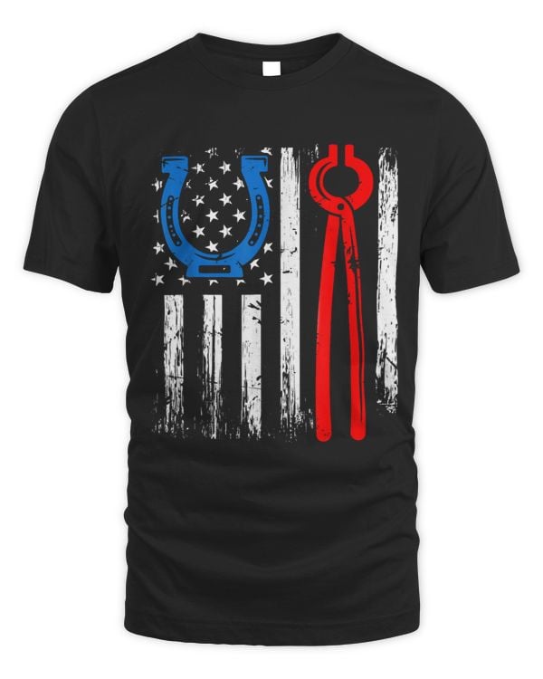 US American Flag Farrier Hoof Blacksmith Horseshoe Iron