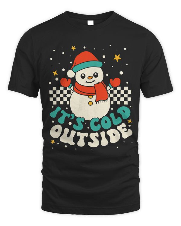Retro Groovy Christmas Snowman Its Cold Outside Pajamas 376
