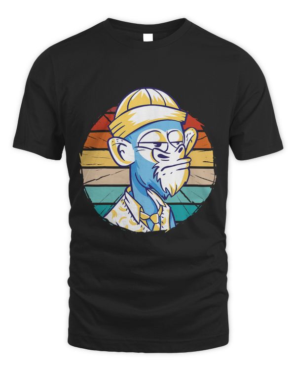 Vintage retro monkey cartoon character with a hat and vest