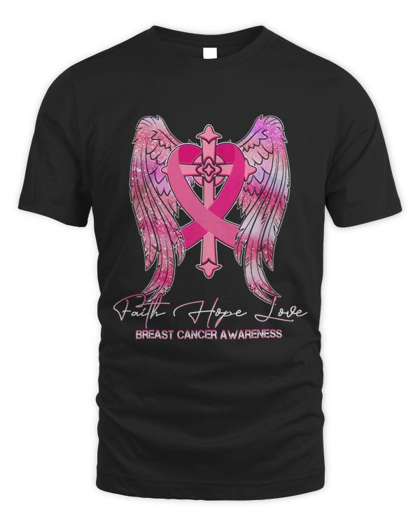 Breast Cancer Awareness Faith Hope Love Wings Pink Ribbon 46 Warrior