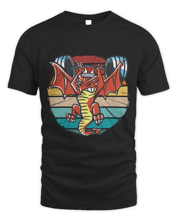 Vintage funny weightlifting dragon gym lifting weights fit