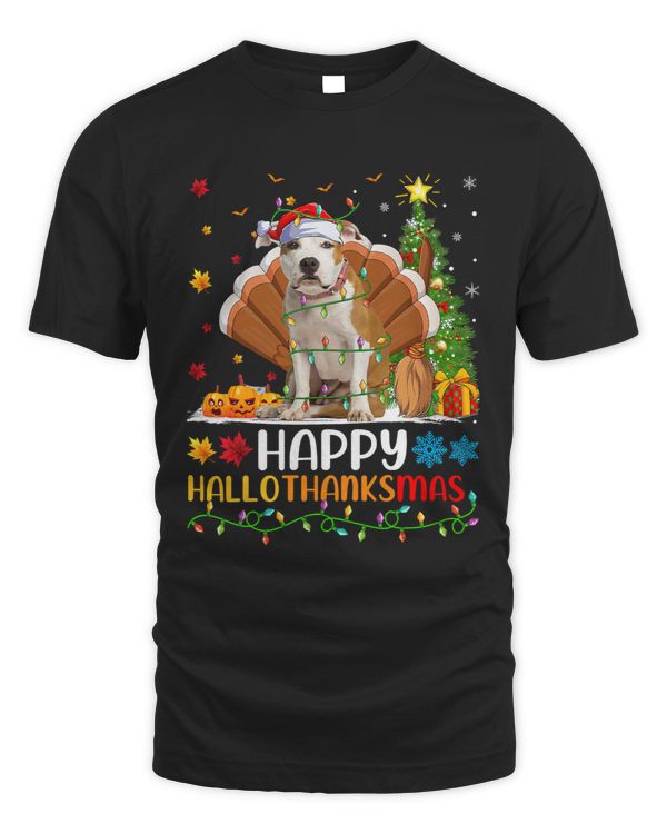 Funny Happy Staffordshire Bull Terrier Dog HelloThanksMas