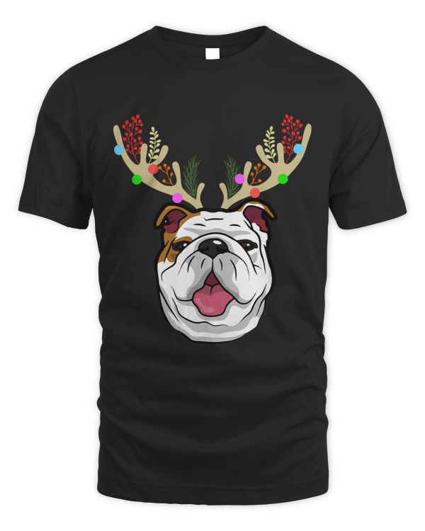 XMAS Funny Bulldogs with Antlers Christmas 313