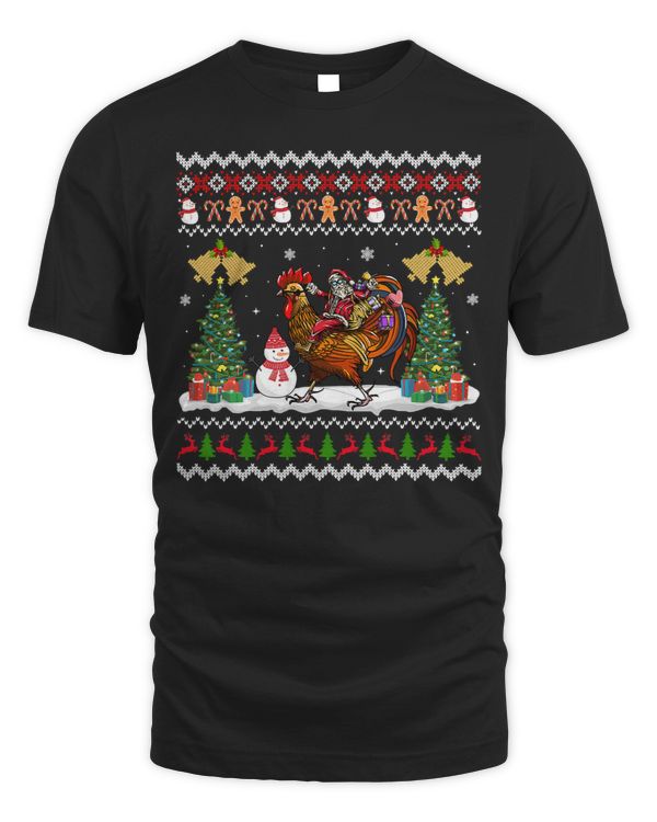 Chicken Chicken Xmas Santa Riding Chicken Ugly Christmas 521 Hen Chick