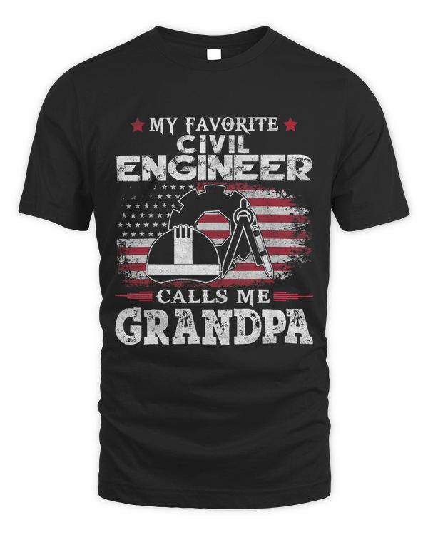 Mens Civil Engineer Calls Me Grandpa USA Flag Fathers Day