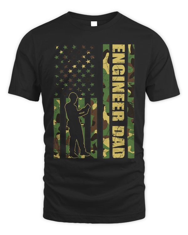 Mens Cool American Flag Camouflage Engineer Dad Fathers Day