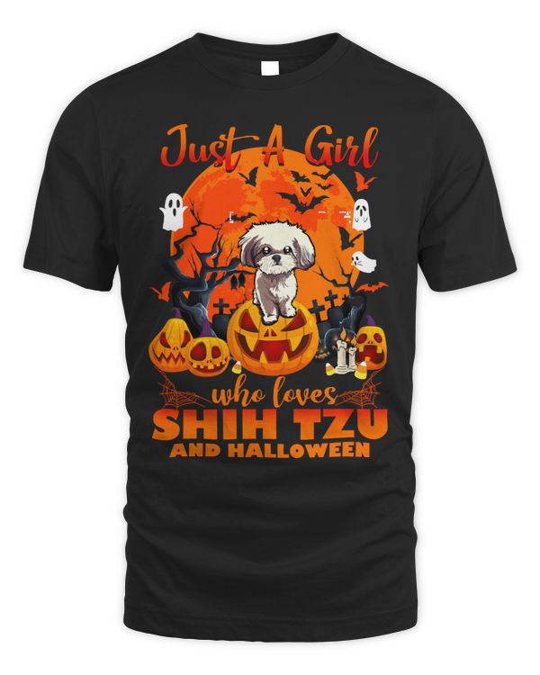 Dog Funny Cute Just A Girl Who Love shih tzu And Halloween Costume 55 paw