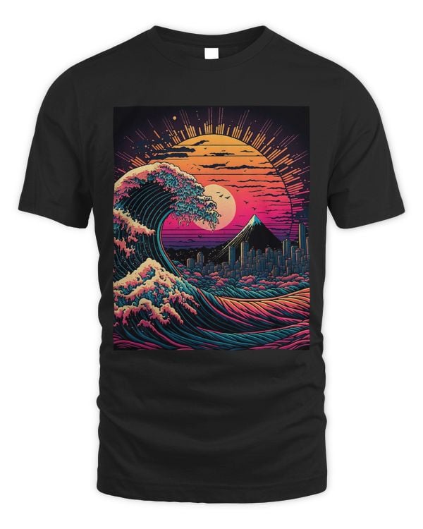 Japanese Art Ukiyoe Style Retrowave Great Wave Off Kanagawa 31