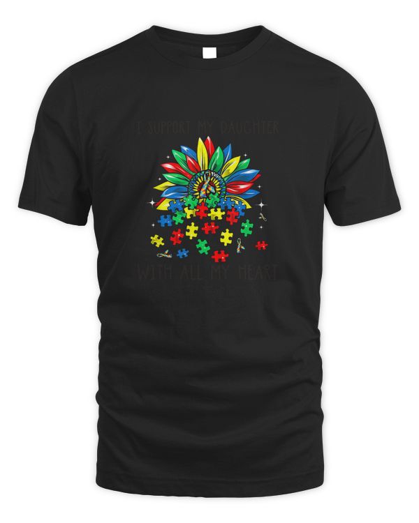 Autism Autistic I Support My Daughter With All My Heart puzzle Autism Awareness