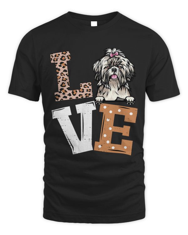 I Love My Shih Tzu Funny Dog Lovers Leopard Print