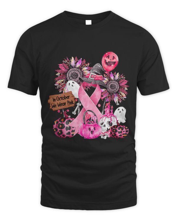 Breast Cancer In October We Wear Pink Ribbon Leopard Pumpkin Breast Cancer 12 Warrior