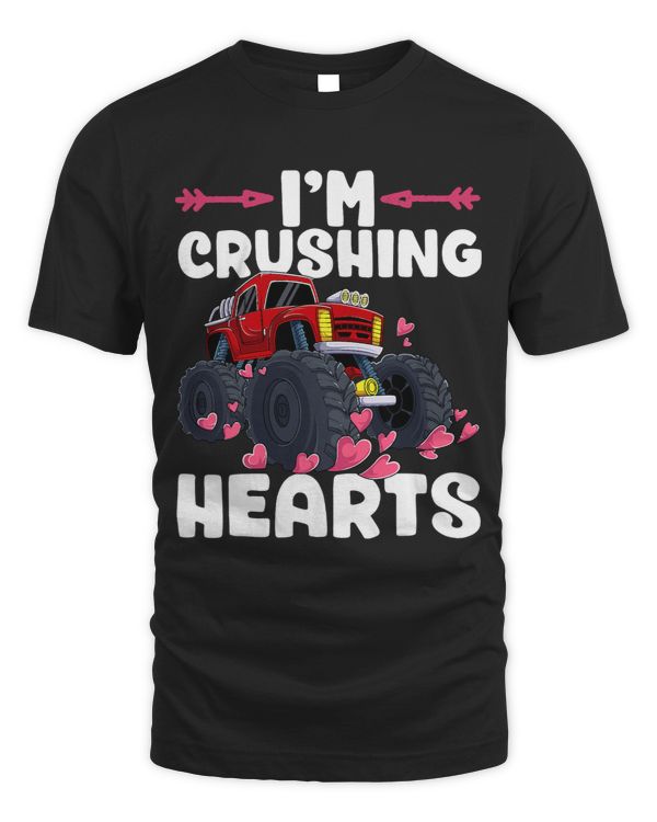 I Crush Hearts Monster Truck Valentines Day Love Boys Kids