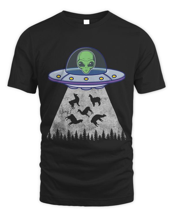 Llama Funny Space UFO Alien Lover Abduction Vintage Distress