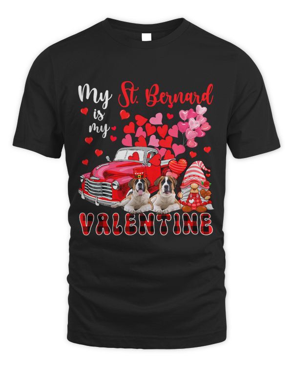 My St. Bernard Is My Valentine Two Dogs With Gnome Pickup