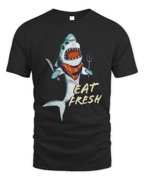 Hungry Shark Funny Ocean Sea Animal Surf Humor Kitchen Chef