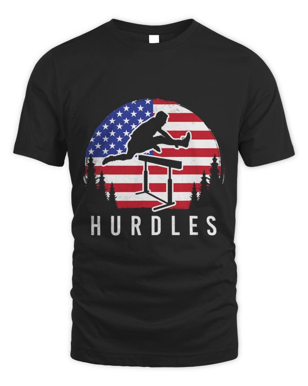 hurdles cool graphic of Sunset and Flag art