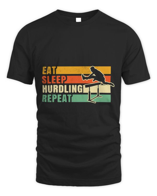 hurdles Eat sleep repeat retro style of art