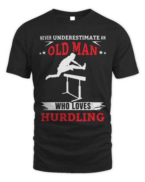 hurdles Never underestimate an old man graphic theme
