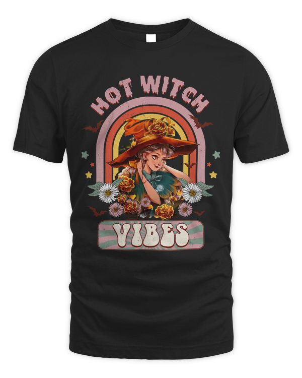 Hot Witch Vibes Cute Flower Witch Girl Funny Halloween 142