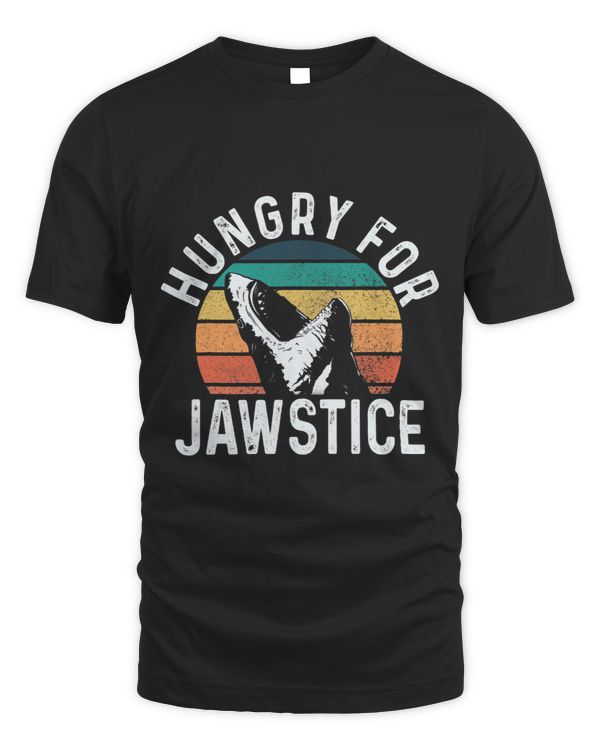 Retro Hungry For Jawstice Funny Shark Pun