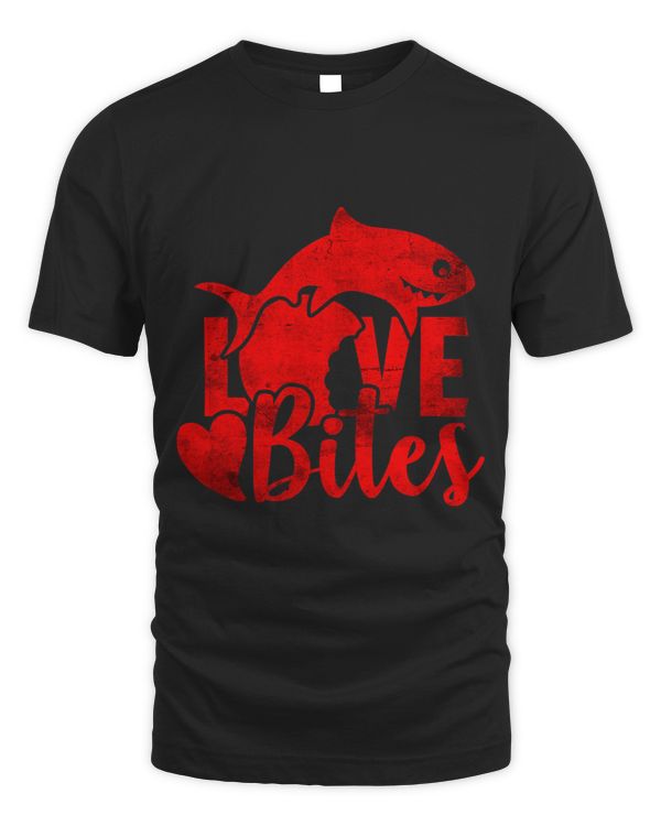 Love Bites Funny Valentines Shark Apple Bite Mom Dad Kids 1