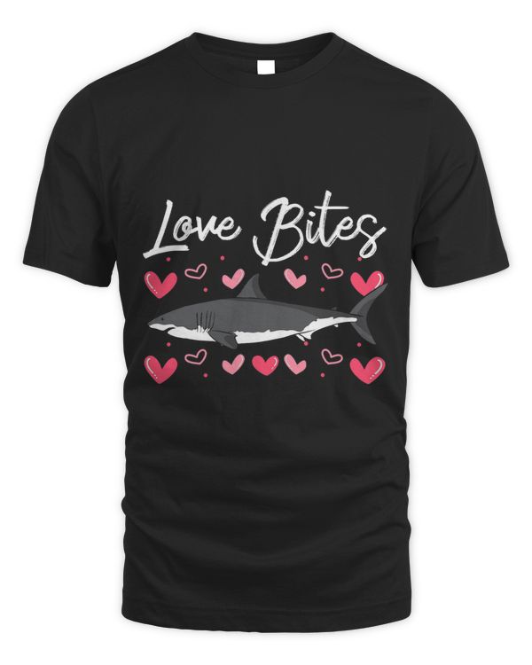 Love Bites Shark Valentines Day Hearts Day Sea Animal Ocean