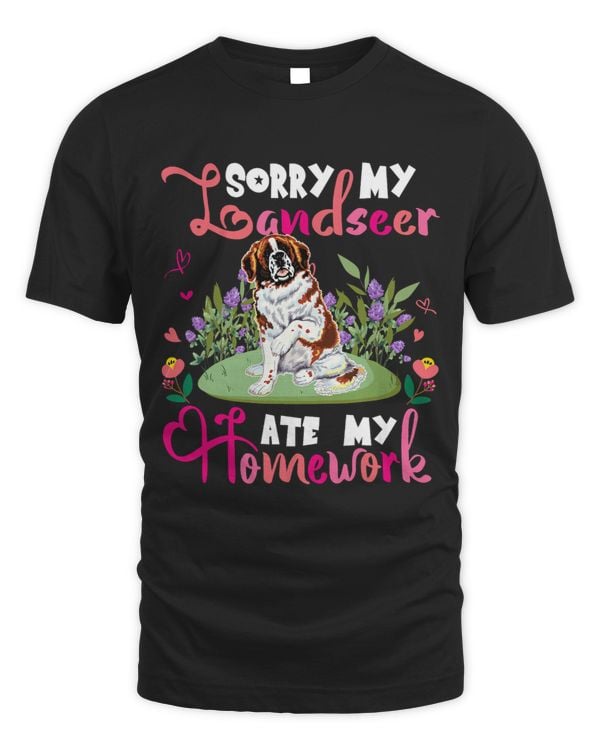 Sorry My Landseer Ate My Homework Floral Dog Cute Student