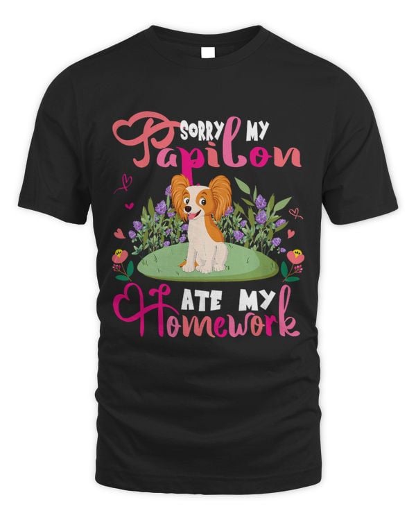 Sorry My Papillon Ate My Homework Floral Dog Cute Student