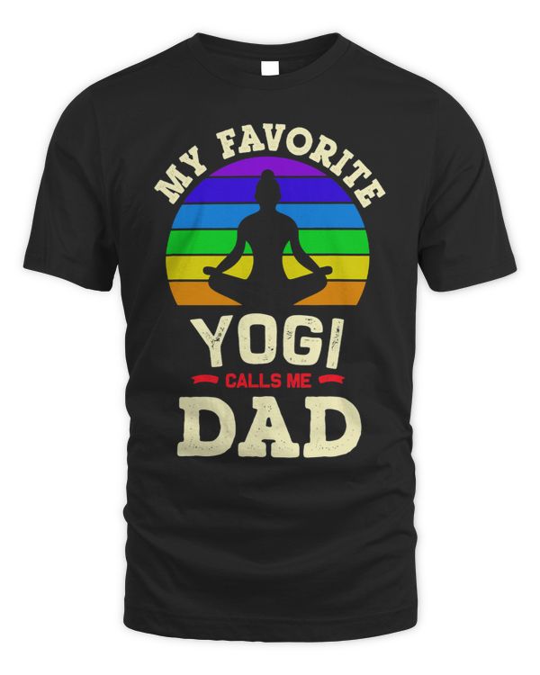 Mens My Favorite Yogi Calls Me DAD Retro Yoga Zen Meditation