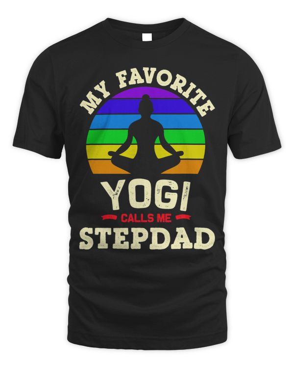 Mens My Favorite Yogi Calls Me STEPDAD Retro Yoga Zen Meditation