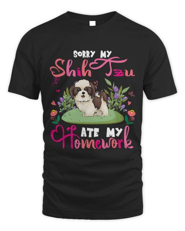 Sorry My Shih Tzu Ate My Homework Floral Dog Cute Student