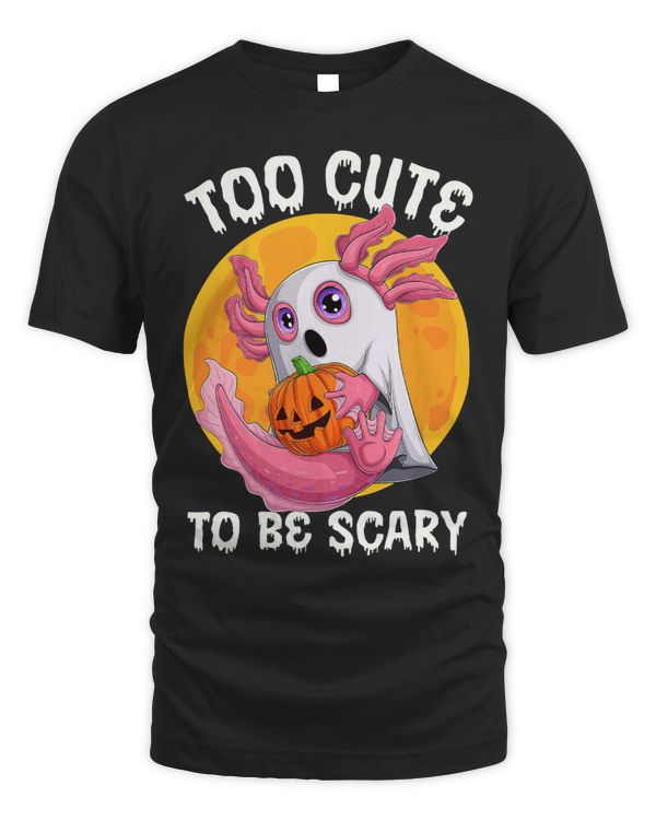 Too Cute To Be Scary Axoltol Ghost Halloween Costume Spooky 230