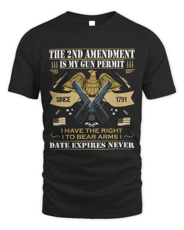 Pro Gun Second Amendment Is My Gun Permit USA American Flag
