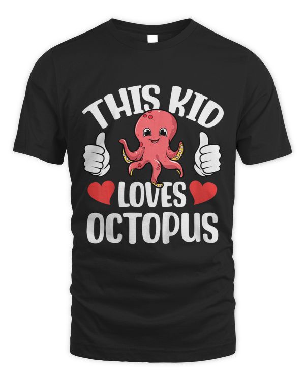 Kids This Kid Loves Octopus Lover Toddlers Boys Girls Art Graphic