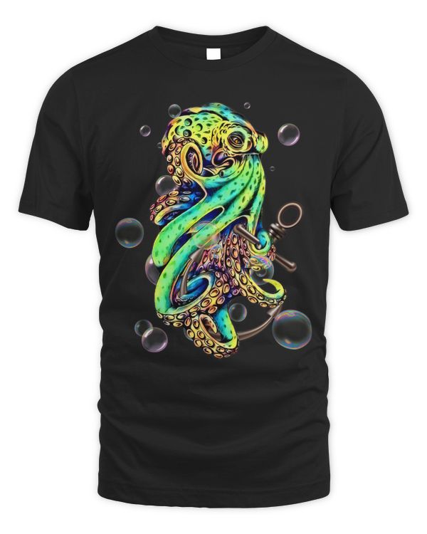 OCTOPUS KRAKAN SEA OCEAN Colorful Bubbles Trendy Anchor 68