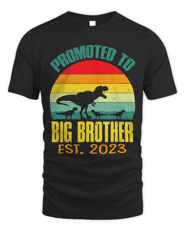 Promoted To Big Brother Est 2023 Saurus Rex Dinosaur Vintage