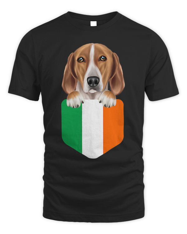 Ireland Flag English Foxhound Dog In Pocket
