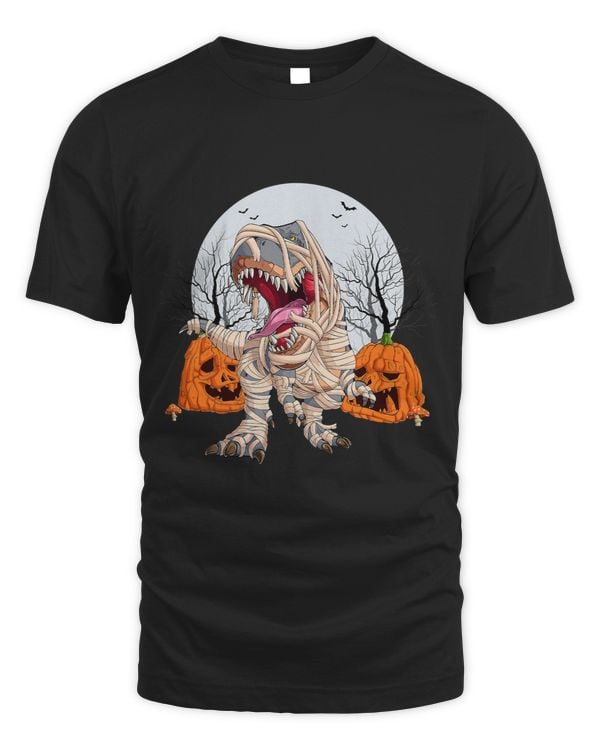 Mummy T rex Costume Vintage Scary Halloween Pumpkins & Moon 18