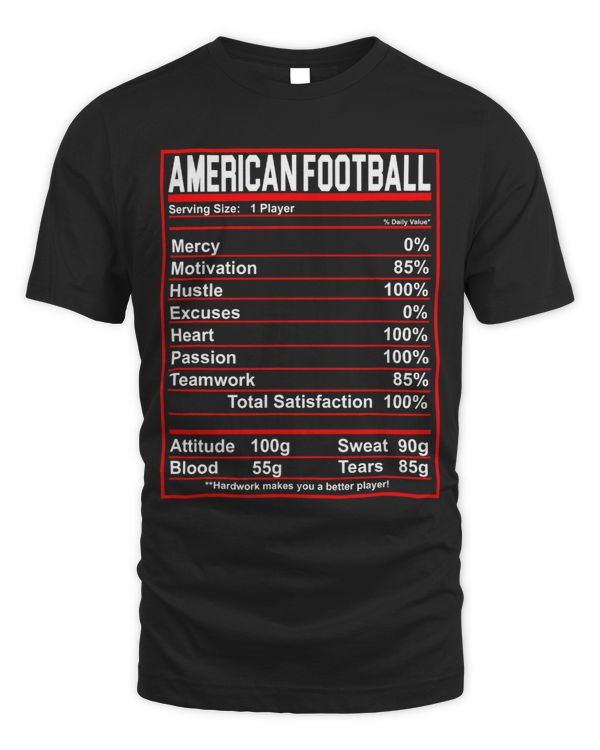 Funny American Football Nutrition Facts Women Men