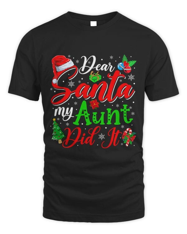 My Aunt Did It Christmas Tree Santa Hat Matching Family Kids 3