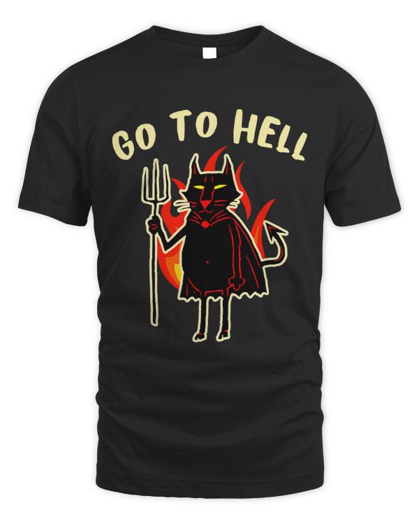 Go To Hell Funny Black Cat Halloween